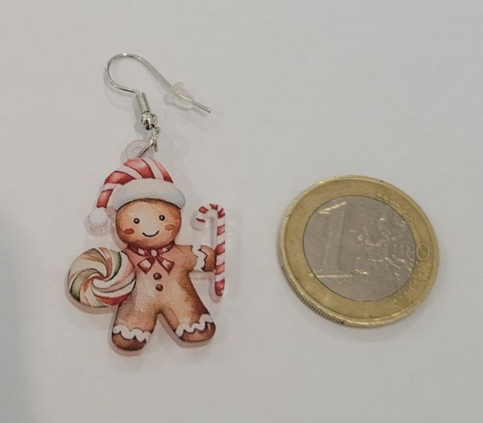 boucles d'oreilles ginger bread bonhomme pain d'epices sucre d'orge ! NEUVE ! - photo numéro 3