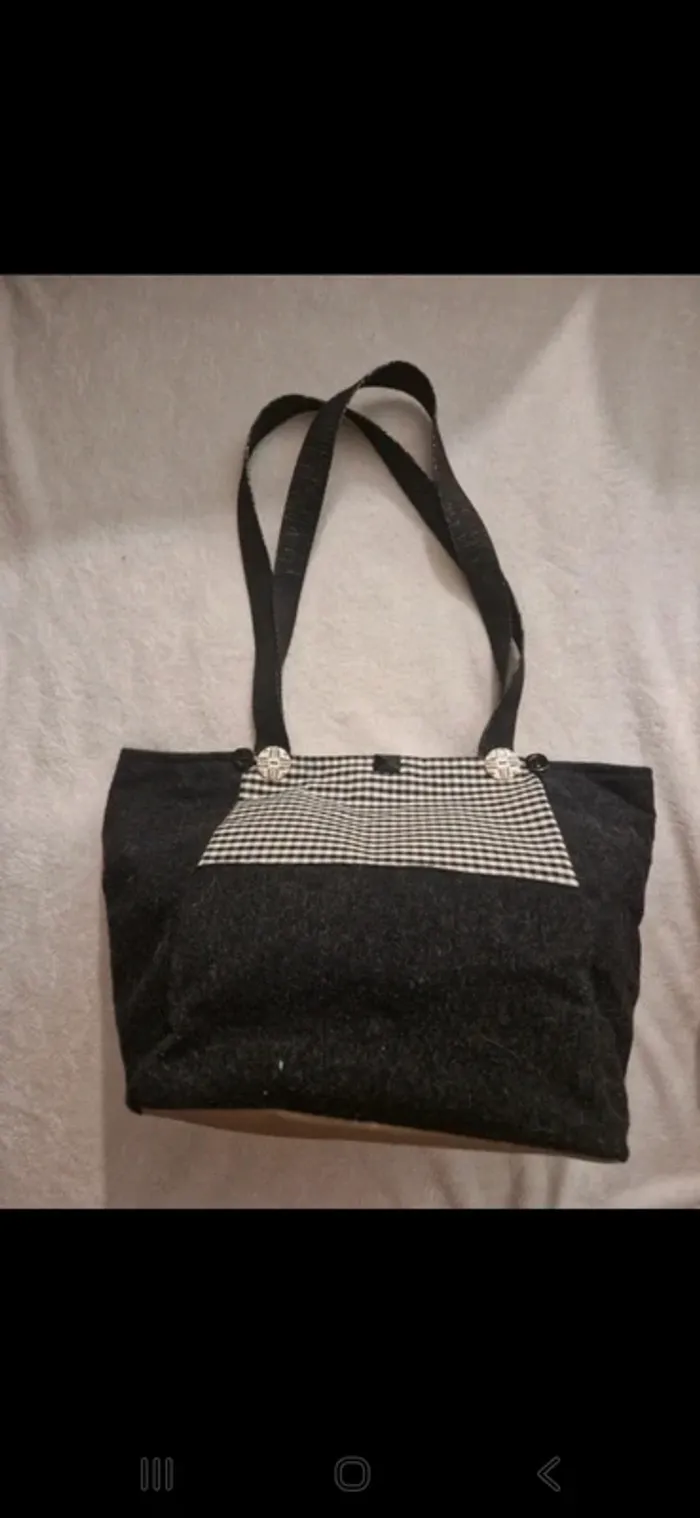 Grand sac cabas à carreaux & noir - photo numéro 2