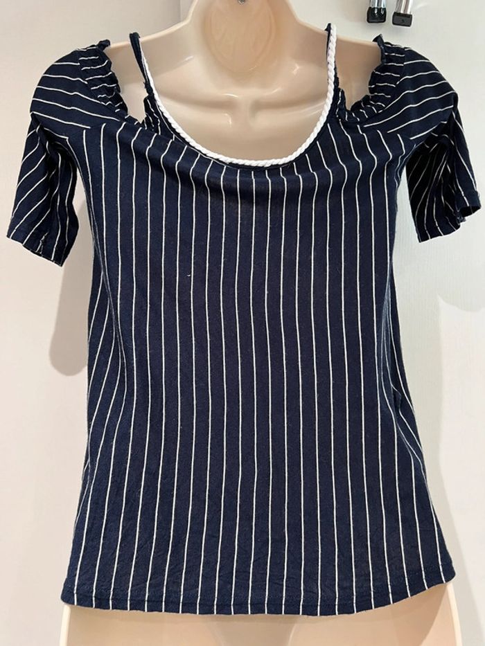 Top Teddy Smith 12 ans Marin bleu marine + donne top roxy - photo numéro 4