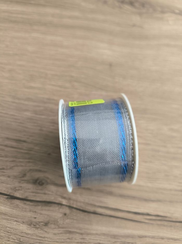 Ruban neuf argenté & bleu - photo numéro 2