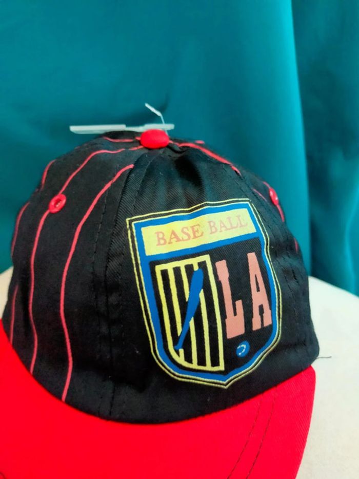 Casquette enfant noire et rouge LA Baseball – 100 % coton – Taille 45 cm - photo numéro 2