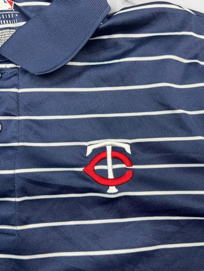 Polo MLB Minnesota Twins rayé bleu marine – Taille M - photo numéro 4