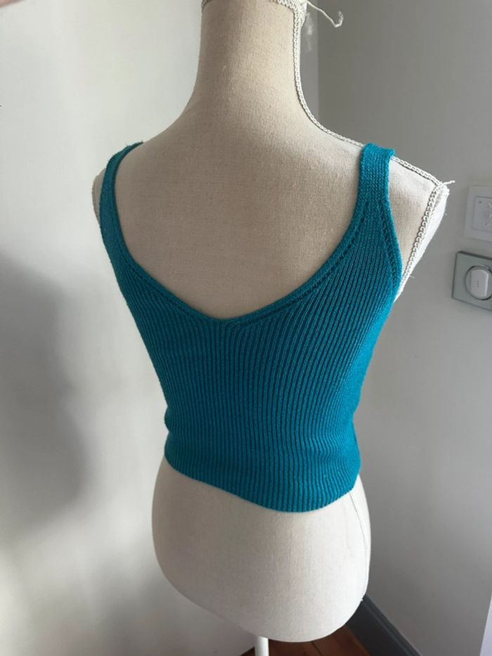 Top côtelé turquoise – 100 % coton – Fabriqué en Italie – Taille S  🩵 - photo numéro 5