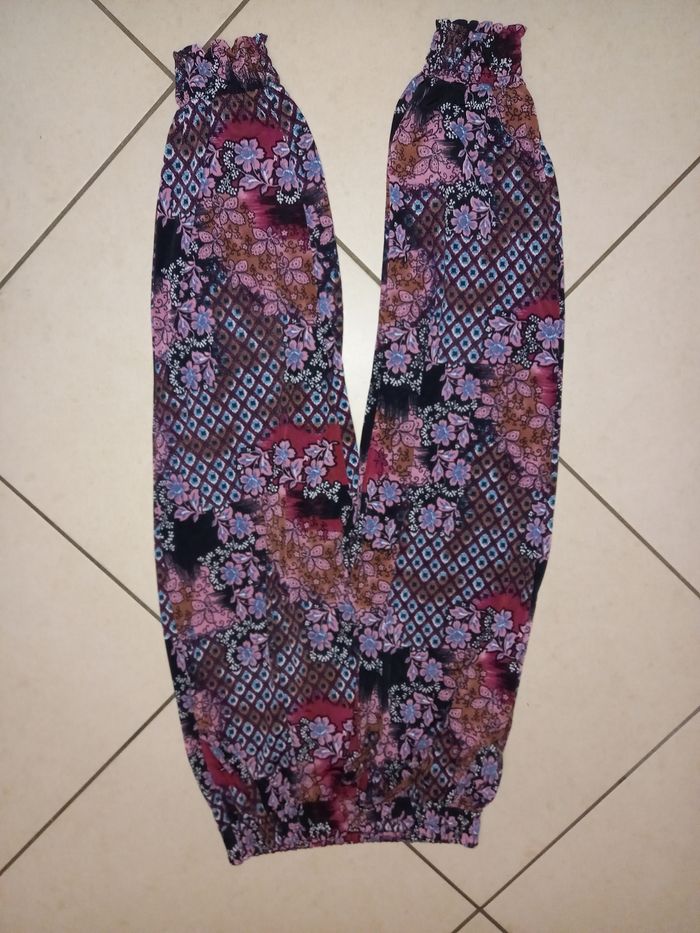 Pantalon fluide type sarrouel ton mauve/violet - photo numéro 2