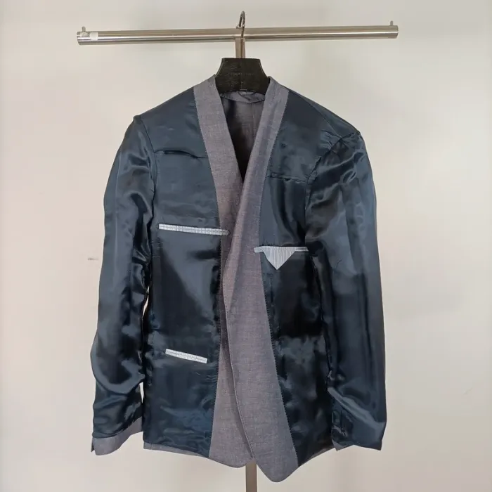Veste de costume bleu grise "ganta" - taille 50 A481 - photo numéro 10