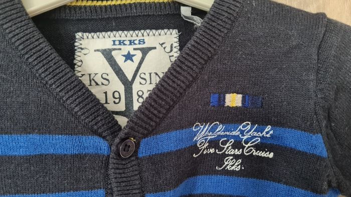 Gilet IKKS bleu marine à rayures 6 mois - photo numéro 2