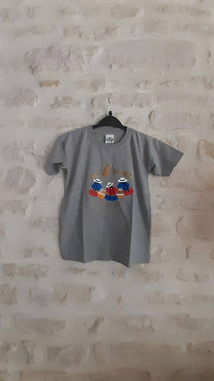 T shirt mixte gris Machu Picchu 10 ans manches courtes