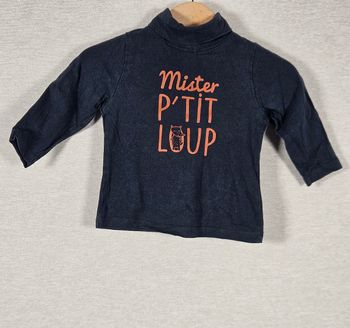 T-shirt manche longue marine  tape à l'œil 6 mois 68cm 