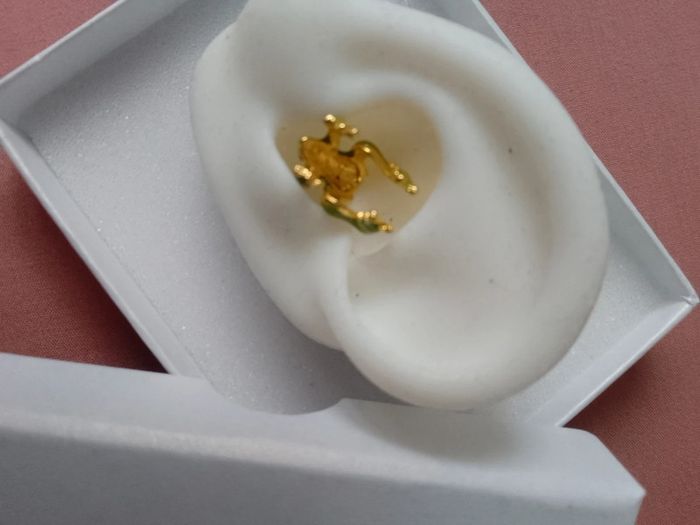 Boucle d'oreille grenouille à mettre sur l'oreille - photo numéro 3