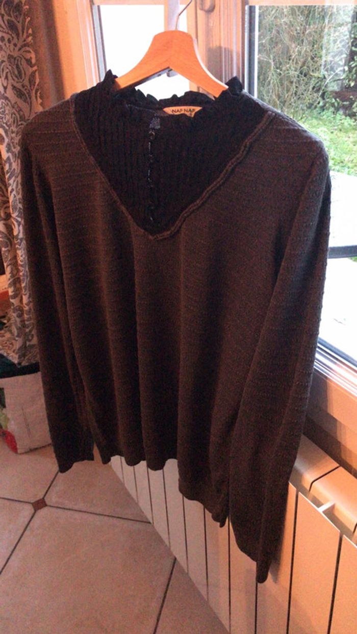 Pull naf naf kaki/ noir - photo numéro 2