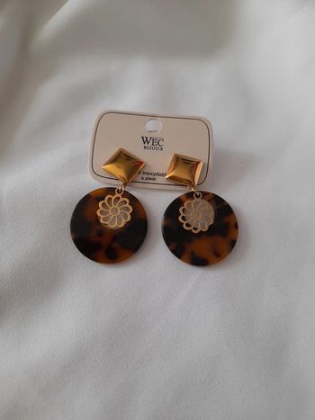 Boucles d'oreilles marron et doré neuve avec étiquette 🏷
