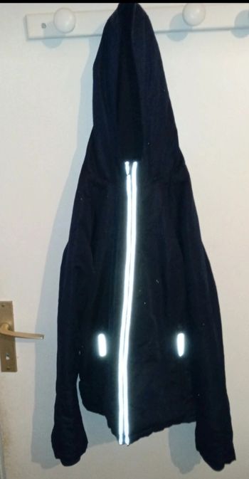 Blouson à capuche bande réfléchissante doublée polaire imperméable 