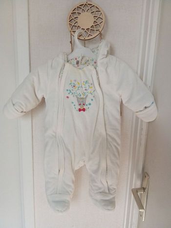 Combinaison, combipilote,  bébé blanche, très  chaude hiver orchestra de la naissance à 3 mois, bébé fille et garçon, mixte, polaire, motif