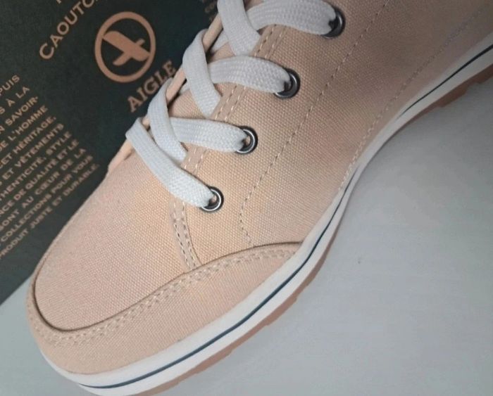 Aigle baskets été en toile beige P.41 neuves - photo numéro 6