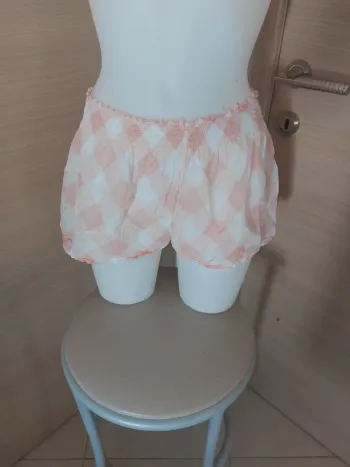 Shorty à carreaux rose et blanc