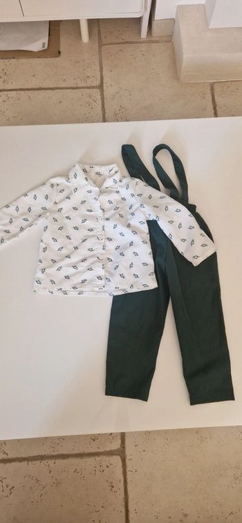 Ensemble chicc dinosaure vintage 4 ans vert sapin