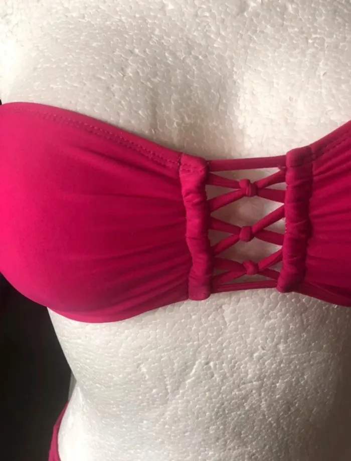 Maillot de bain bikini bustier rose - photo numéro 4