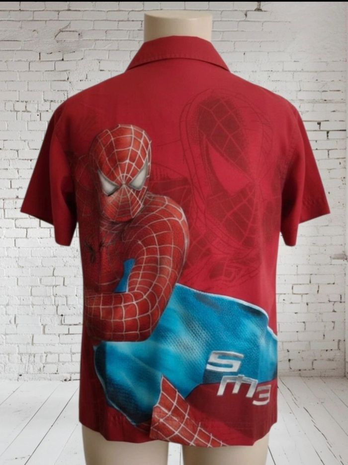 Chemise tissu léger rouge  imprimé spiderman super héros marvel 5A - photo numéro 2