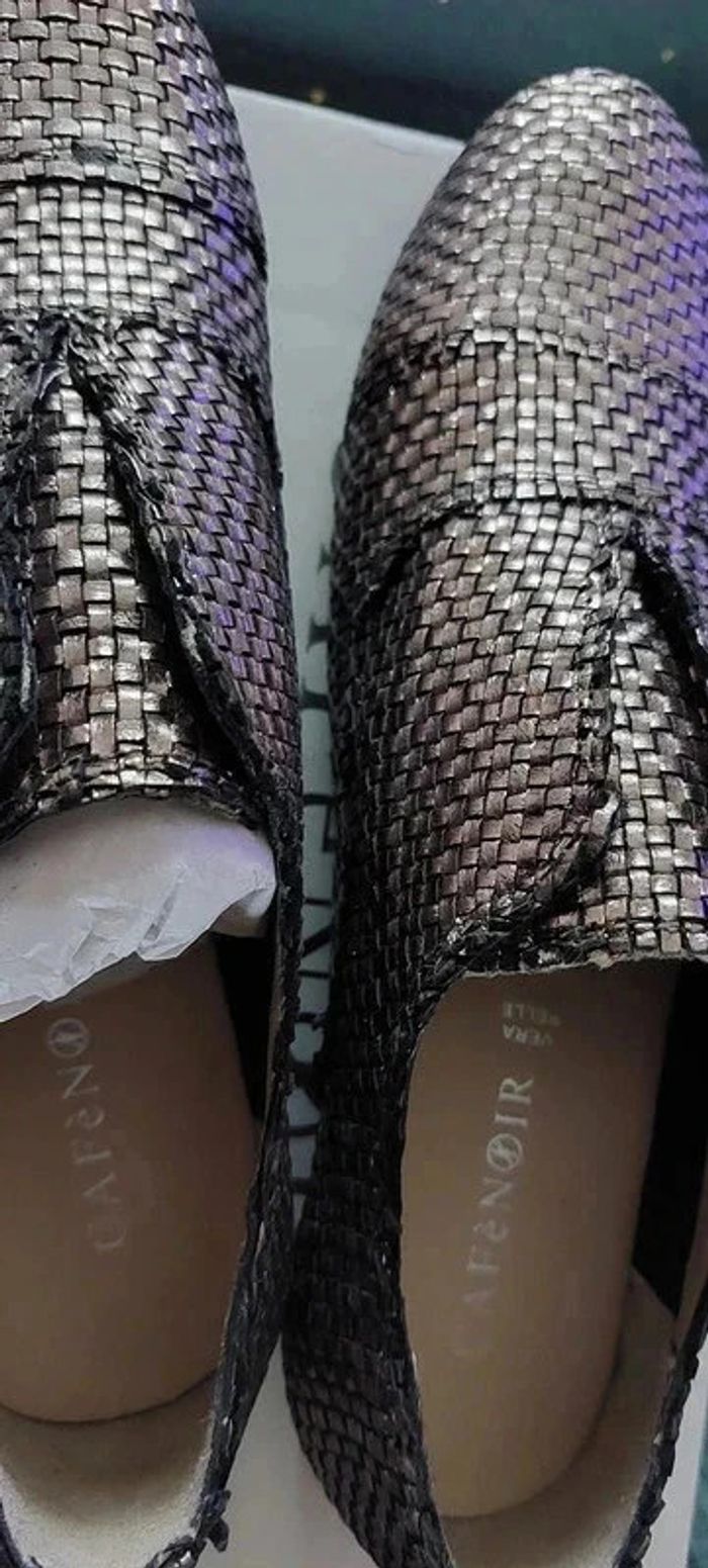 sublime chaussure couleur acier en cuir tressé "marque "café noir"pointure38 - photo numéro 3