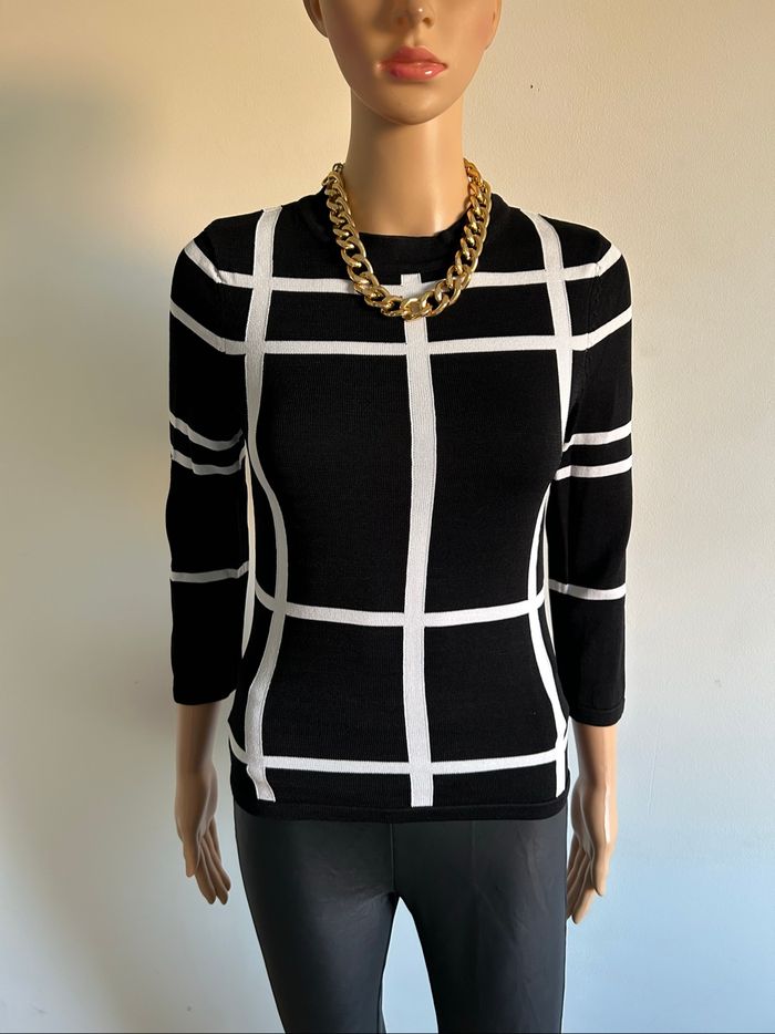 Pull noir et blanc avec manches 3/4 Morgan taille XS jamais porté