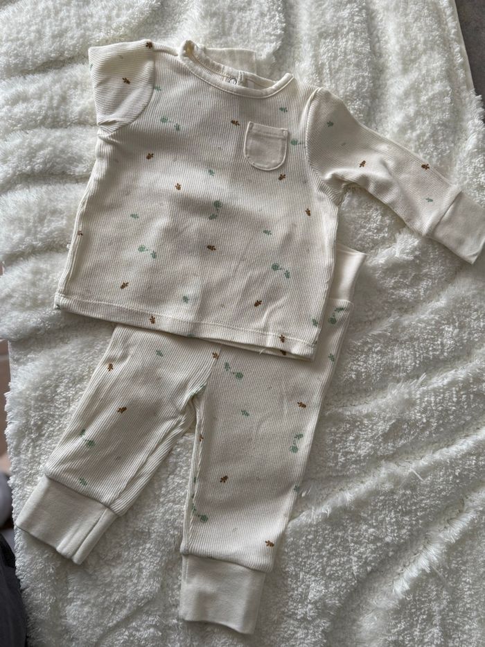 Ensemble bébé côtelé écru 3 mois