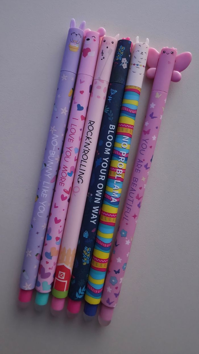 Lot de 6 stylos animaux kawaii