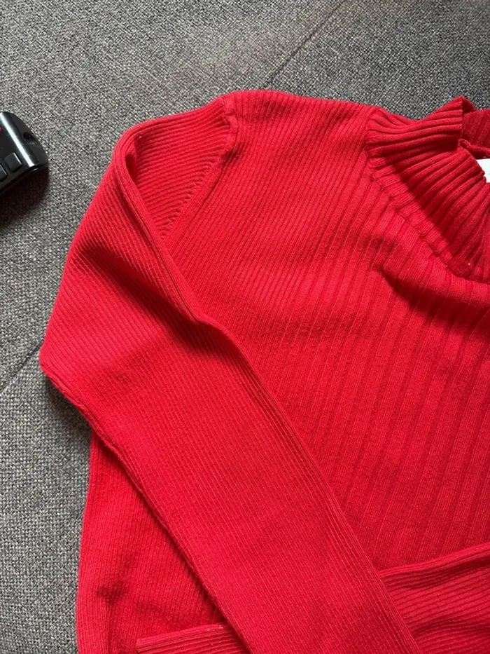 Colle roulé pull &bear rouge taille L - photo numéro 3