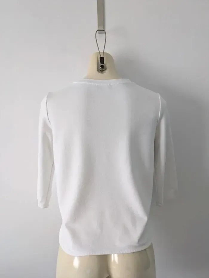 T-shirt blanc manches 3/4 - Caroll - taille XS - photo numéro 3