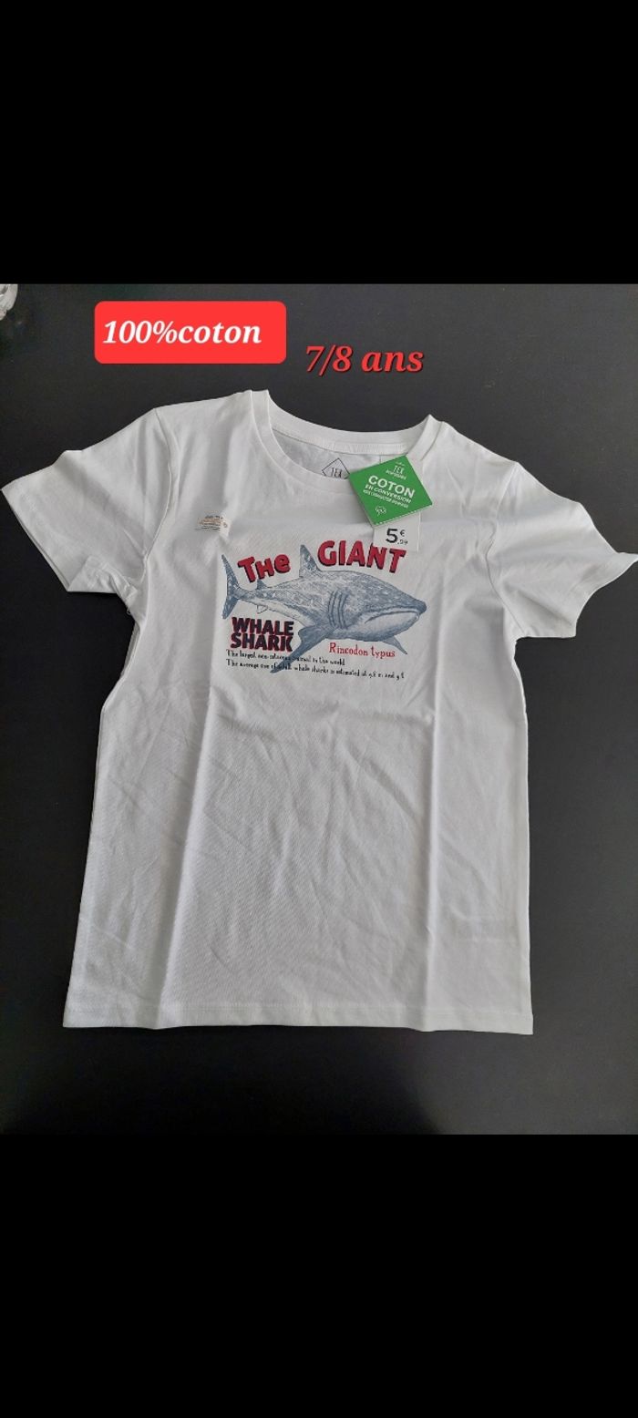 Lot de 2 T-shirts blanc garçon 8ans - photo numéro 2