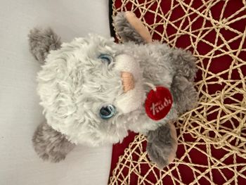 Doudou peluche lapin gris blanc TRUDI