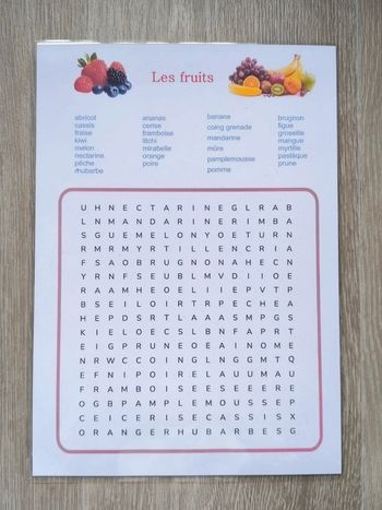 Mots Mêlés des fruits