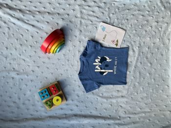 teeshirt manches courtes bleu dessin devant 3 mois obaibi