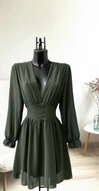 Robe courte kaki pour fêtes et soirées