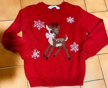 Pull rouge motif biche taille 2/3 ans primark