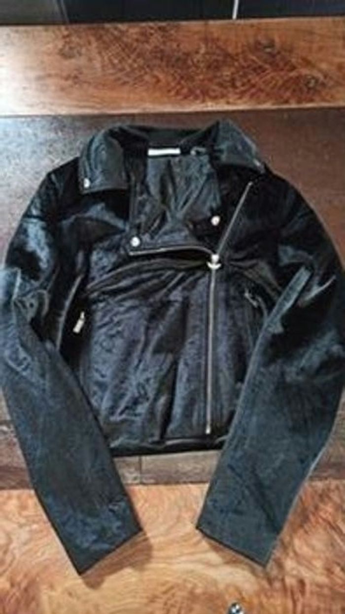Veste manteau velours noir taille 16/S/36