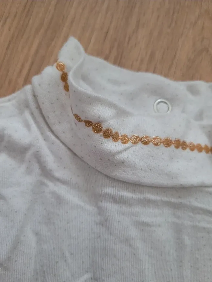 T-shirt blanc détails dorés Orchestra 6 mois - photo numéro 3