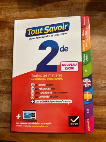Livre tout savoir pour apprendre et progresser, seconde