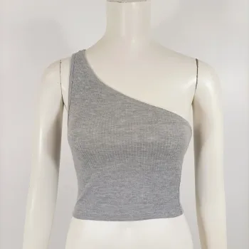 Top asymétrique gris côtelé une épaule Topshop – taille 38 (M) A909