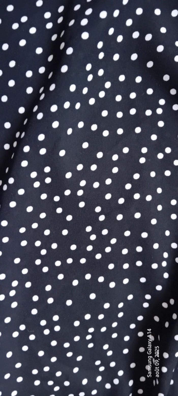 Blouse longue fluide col V manches longues à pois noir et blanc femme XL - photo numéro 19