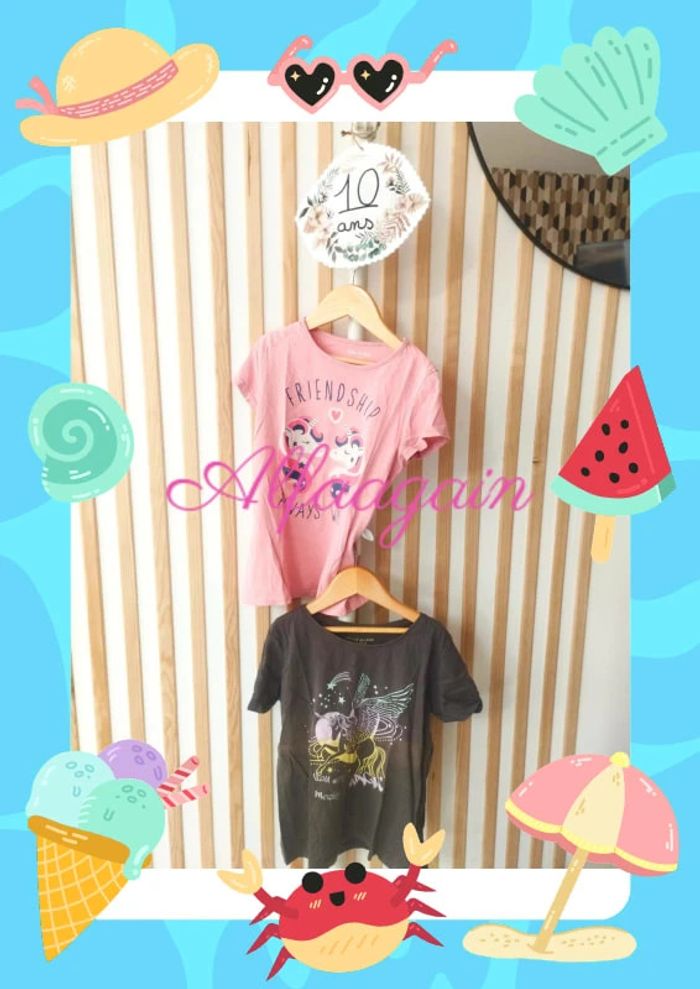 Lot t-shirts licornes Primark extenso rose gris 10ans