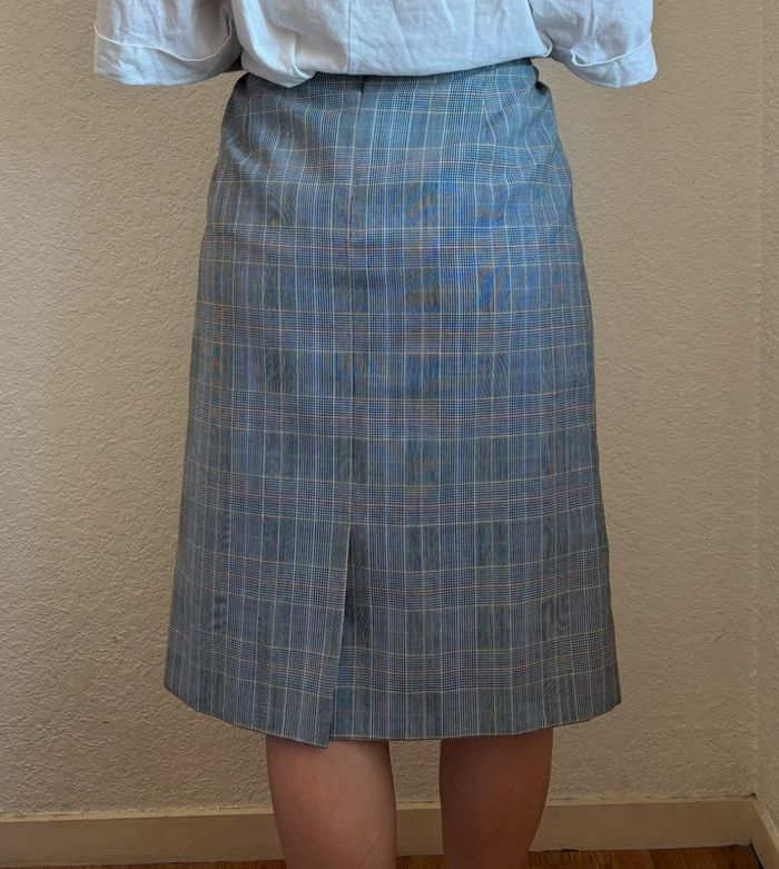 Jupe tailleur Weinberg Paris vintage 90s gris noir prince de galles carreaux taille XL/42 - photo numéro 2