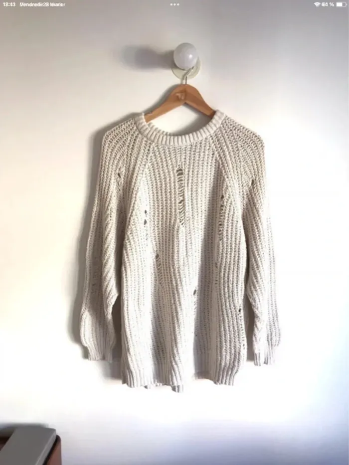 Pull blanc et ajouré oversize Pull&Bear taille 36