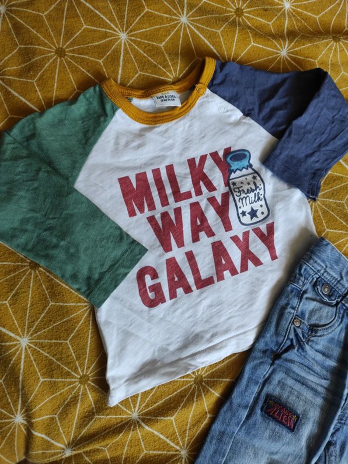 Ensemble tee shirt Manche longue et un manche courte +jeans+chaussures - photo numéro 5