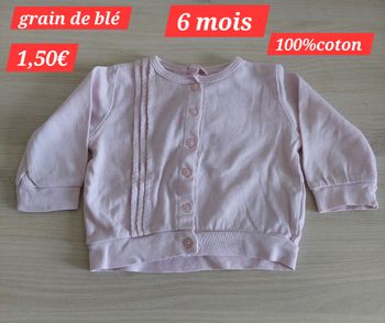 Gilet rose pâle fille 6mois 