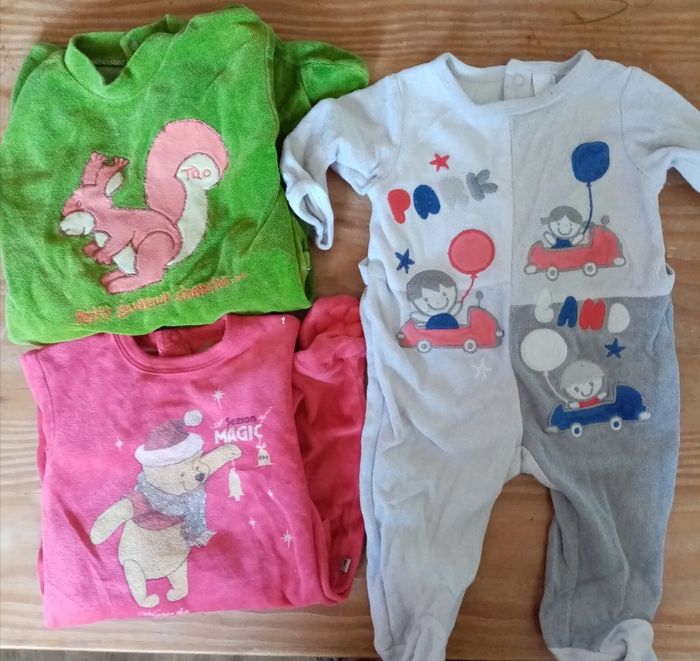 Lot 3 pyjamas éponge 3 mois mixte