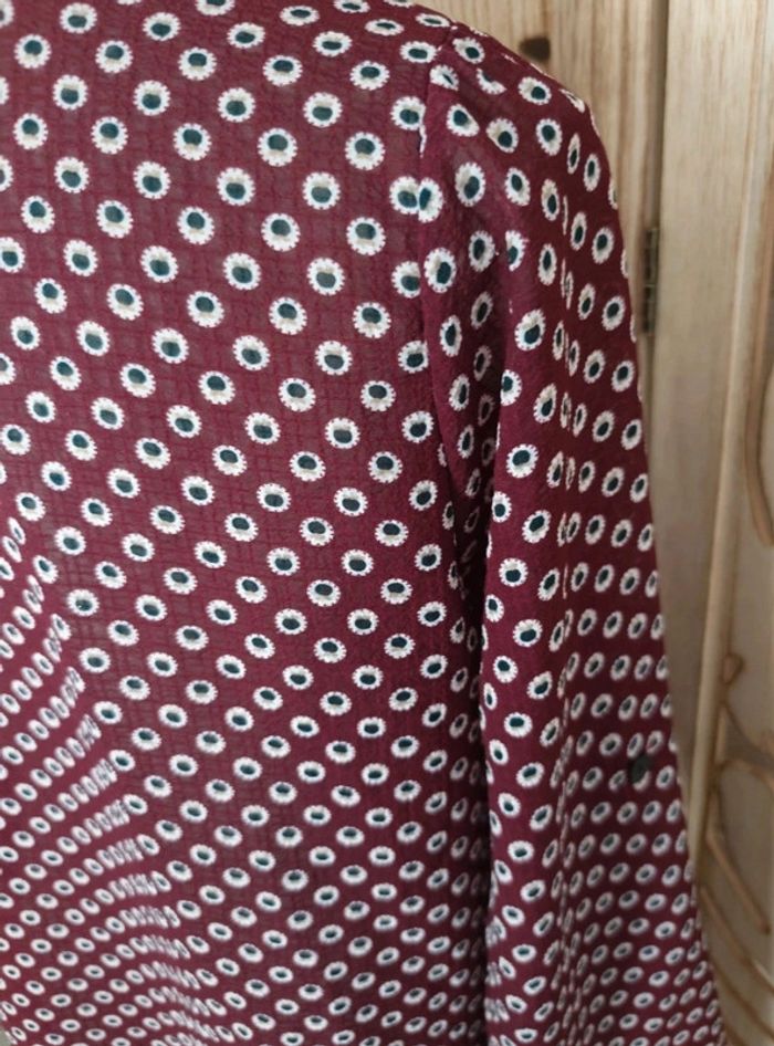 Blouse fluide bordeaux imprimé cercles - Manches 3/4 Actuelle - photo numéro 7