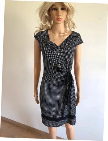 Robe noire à pois blancs et à manches courtes Jacqueline Riu taille 38 TBE