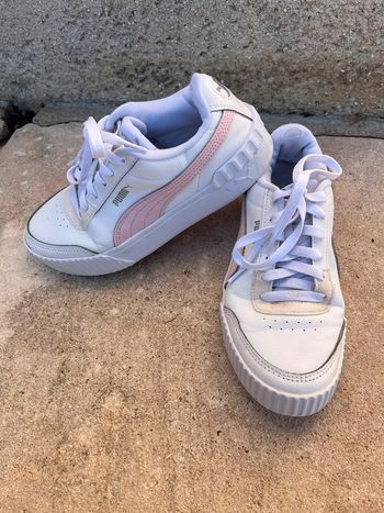 Basket puma rose blanches et beige
