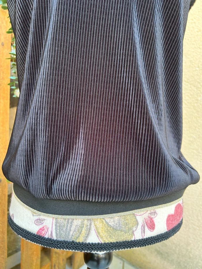 Débardeur fripé brillant top haut noir coutures doré - noir brillant taille 38 M - photo numéro 2