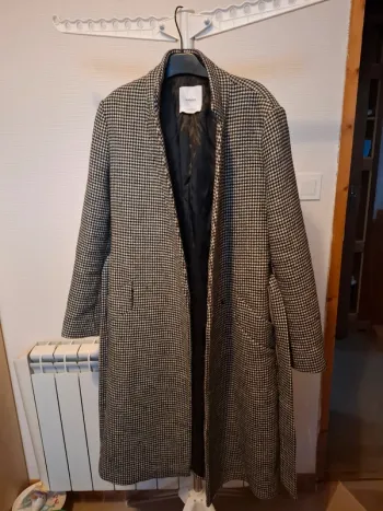 Manteau hiver long motif pied de poule femme mango taille S